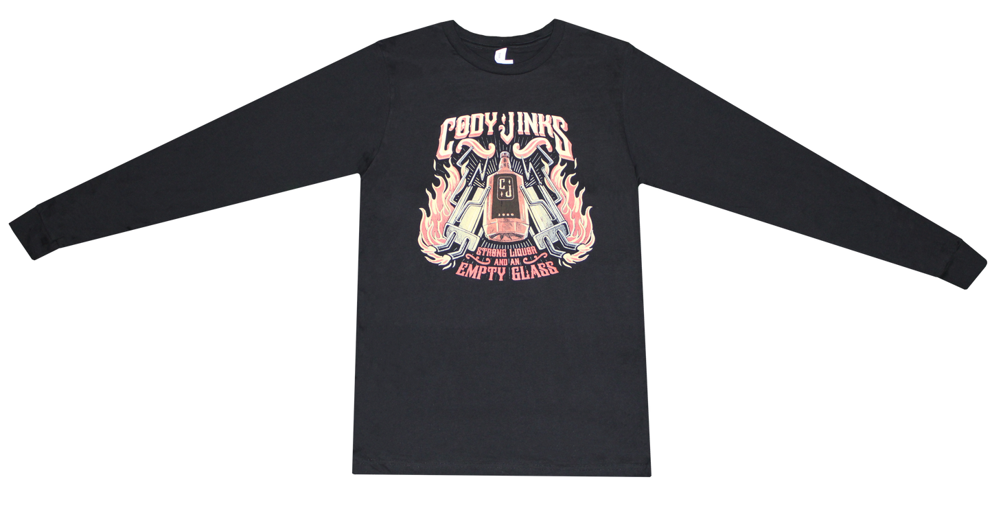 BUNDLE: "Strong Liquor & An Empty Glass"LS shirt and Set of Whiskey Glasses