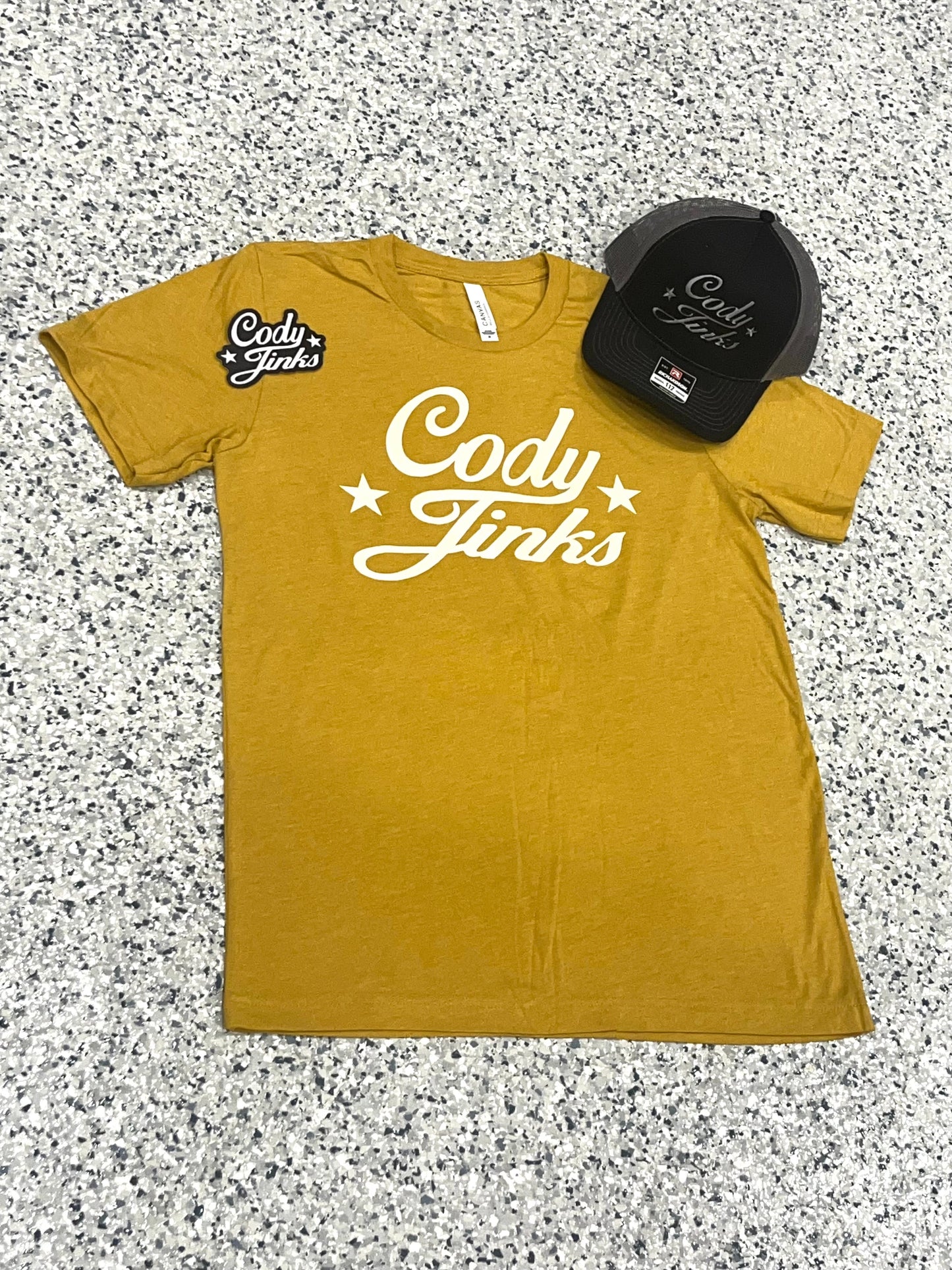 Bundle - Mustard Script Shirt & Black/Grey Script Hat