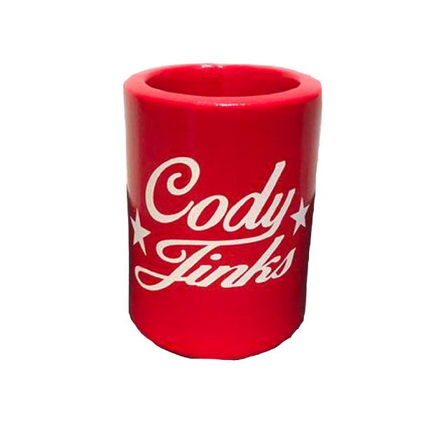 Script Red Foam Koozie