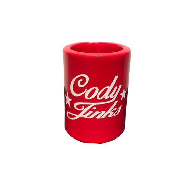 Script Red Foam Koozie