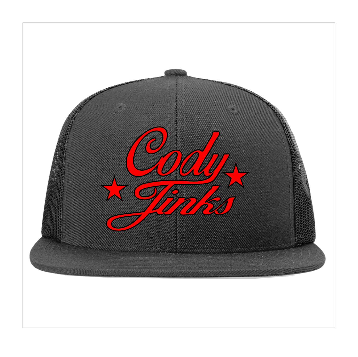 CJ Script Flatbill BLACK Hat