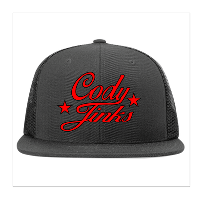 CJ Script Flatbill BLACK Hat