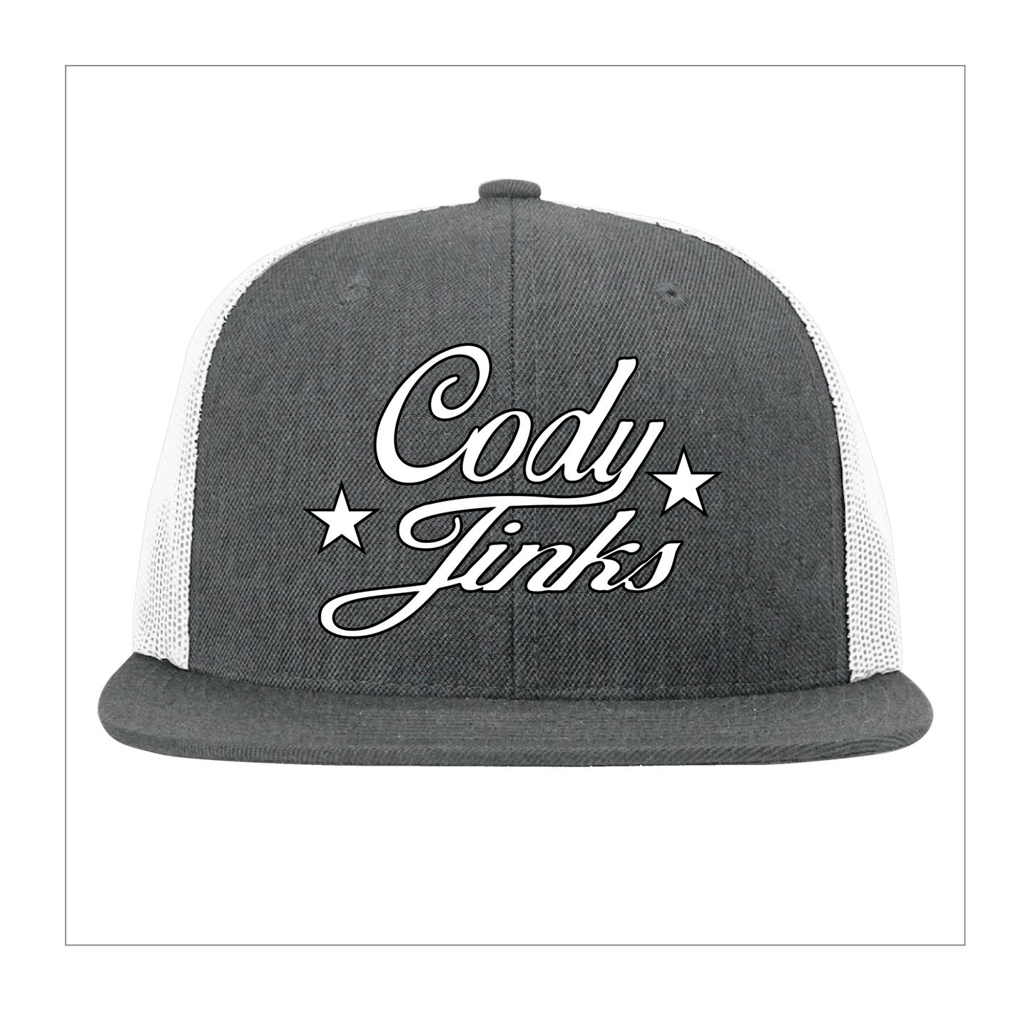 CJ Script Flatbill Dk Gry/White Hat