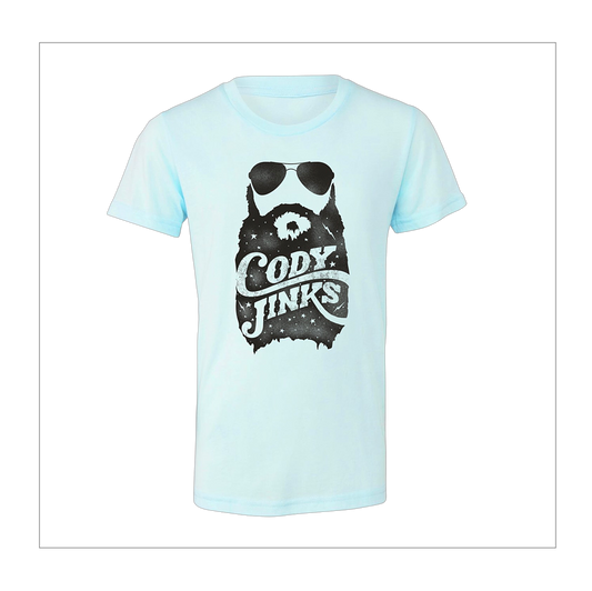 T-Shirt - Youth: "Beard Silhouette" (ICE BLUE)