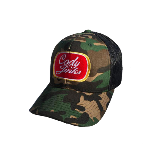 Green Camo Red Patch Hat