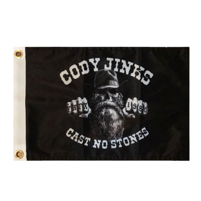 Cast No Stones 10"x14" Biker Flag