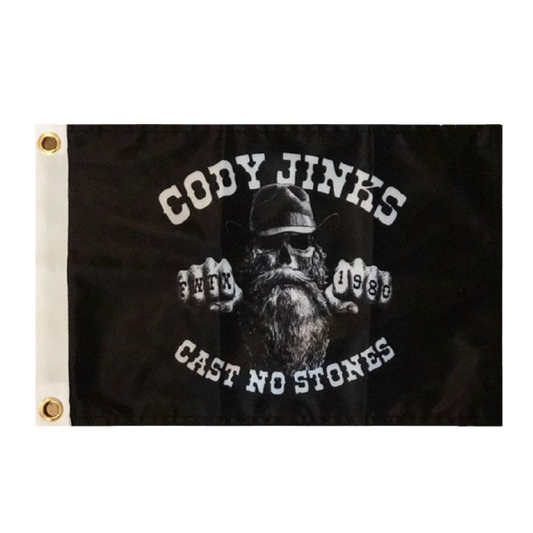 Cast No Stones 10"x14" Biker Flag