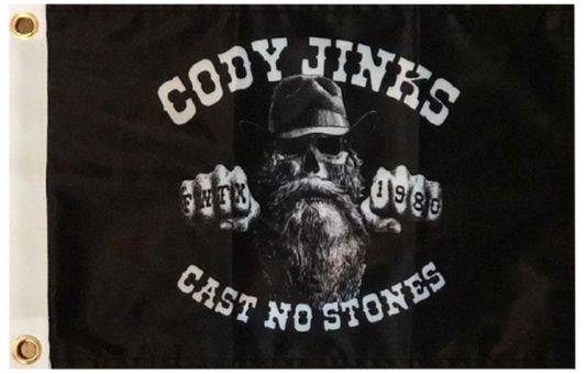 Cast No Stones 10"x14" Biker Flag