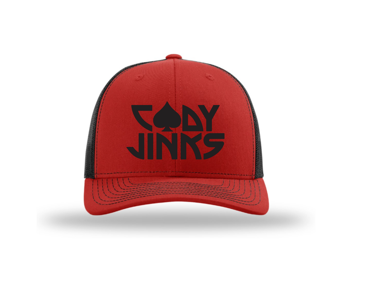 CJ Spade Puff Embroidery Red/Blk Hat