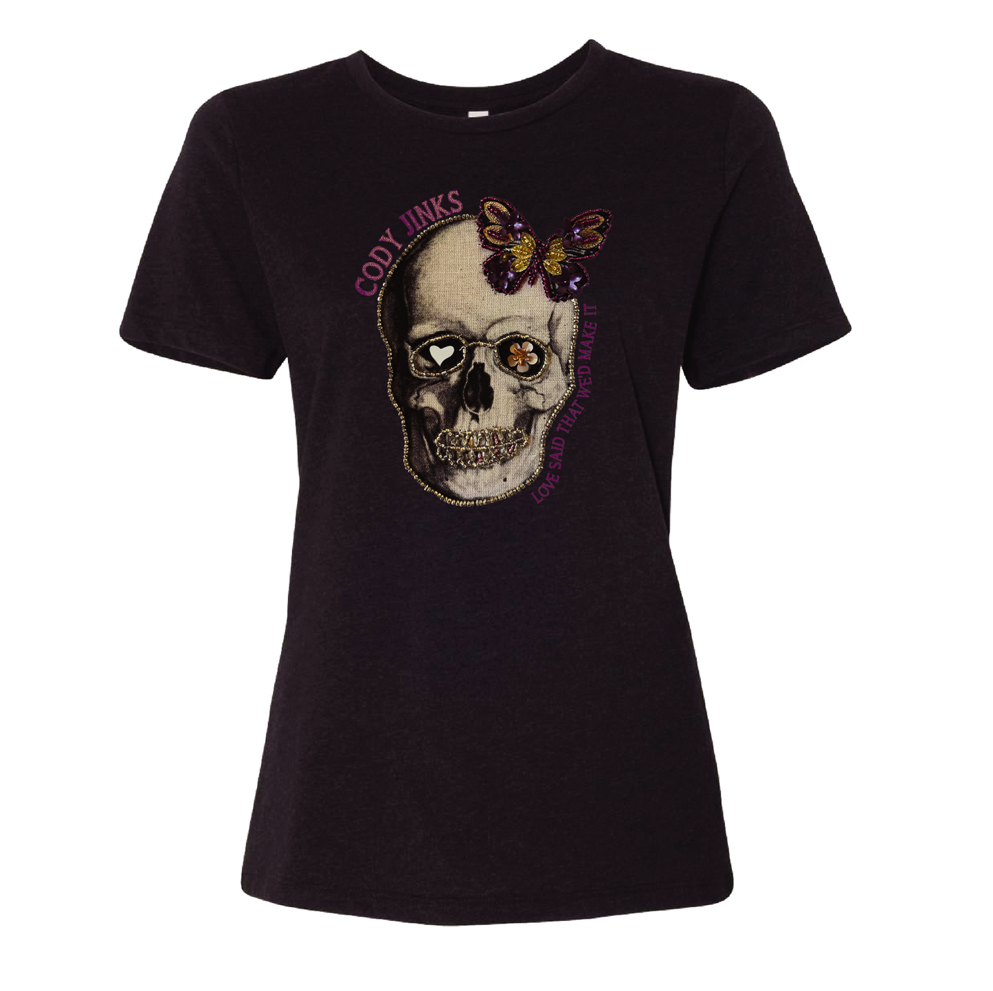 T-Shirt - Ladies -  "Flower Skull" (BLACK)