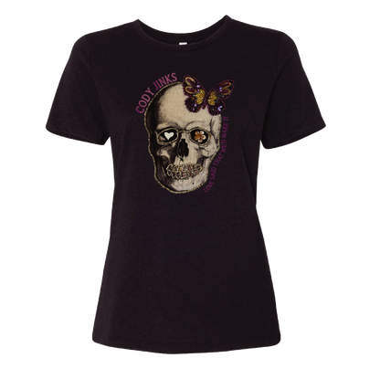 T-Shirt - Ladies -  "Flower Skull" (BLACK)