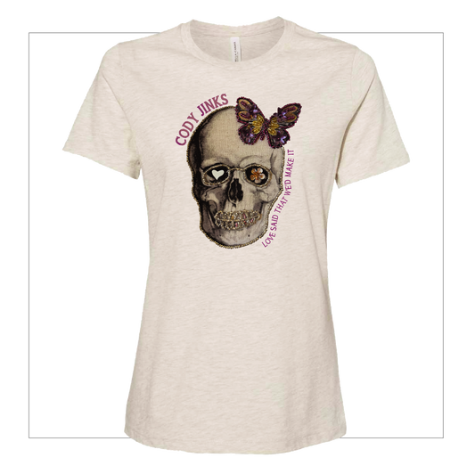 T-Shirt - Ladies - "Flower Skull" (WHITE)