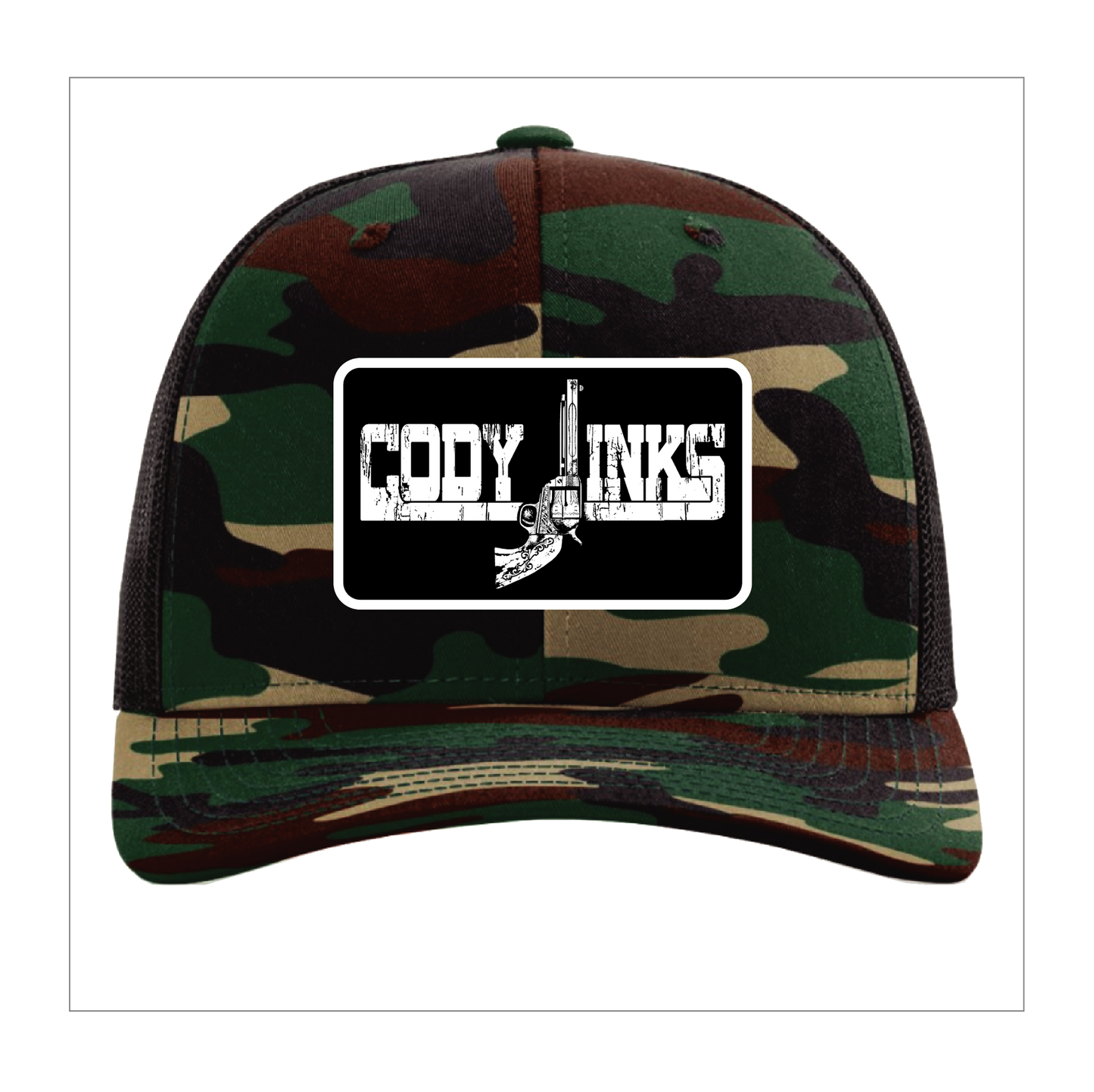 Green Camo Gun Patch hat